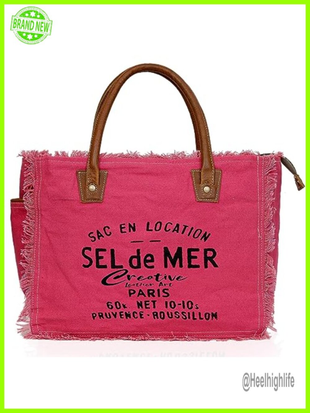 Upcycled Canvas Tote Bag with Genuine Leather Handles and Crossbody Strap